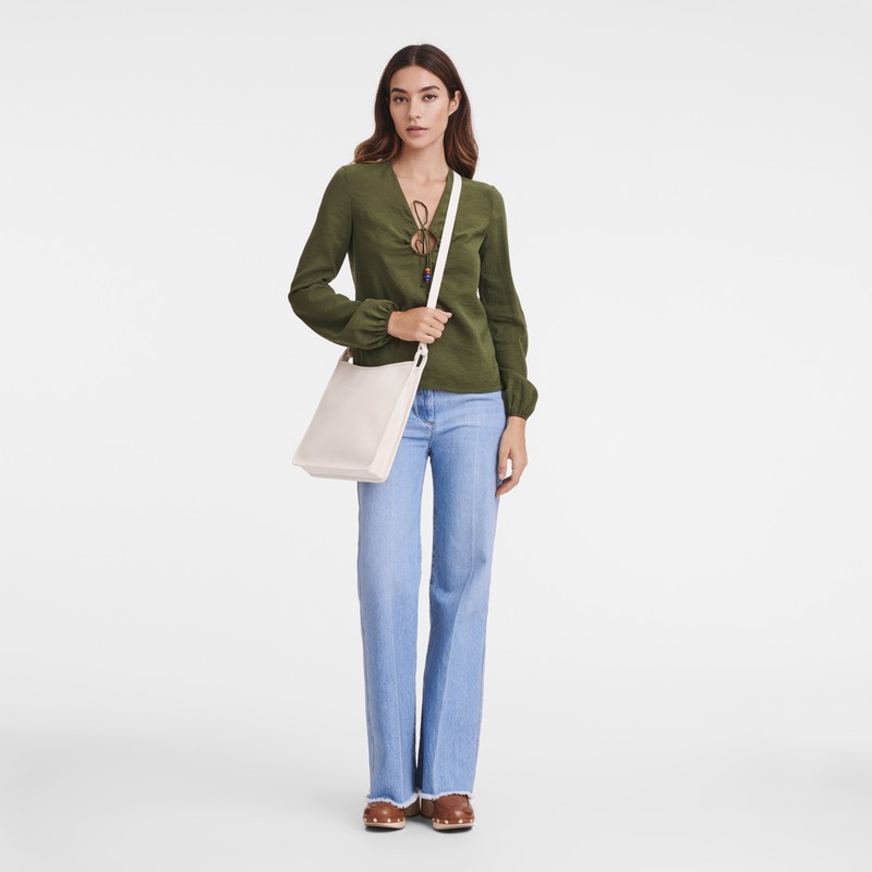 Longchamp Le FOULONNÉ M Torba Crossbody Ženski Bele Slovenija | 10140021555
