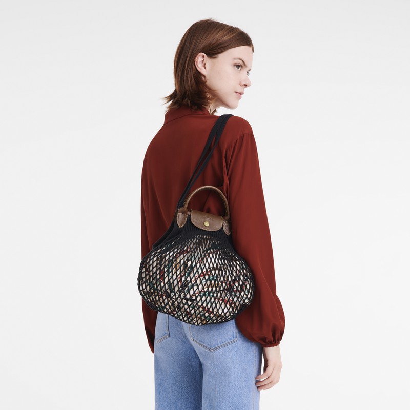 Longchamp Le Pliage Filet L Torbica za čez Ramo Ženski Črne Slovenija | 10121HVH001