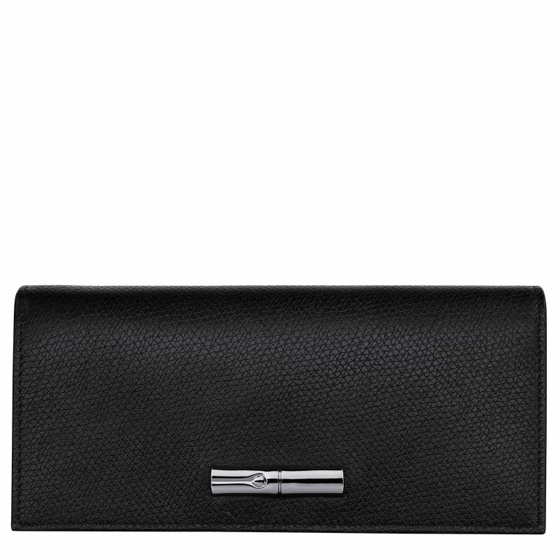 Longchamp Le Roseau Flap Denarnice Ženski Črne Slovenija | L3044HFP001